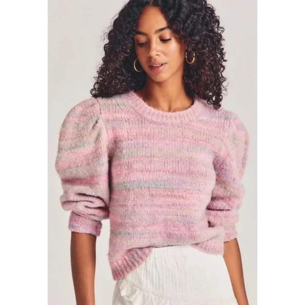 LoveShackFancy Aquarius Pullover Pink Striped Knit Size Large